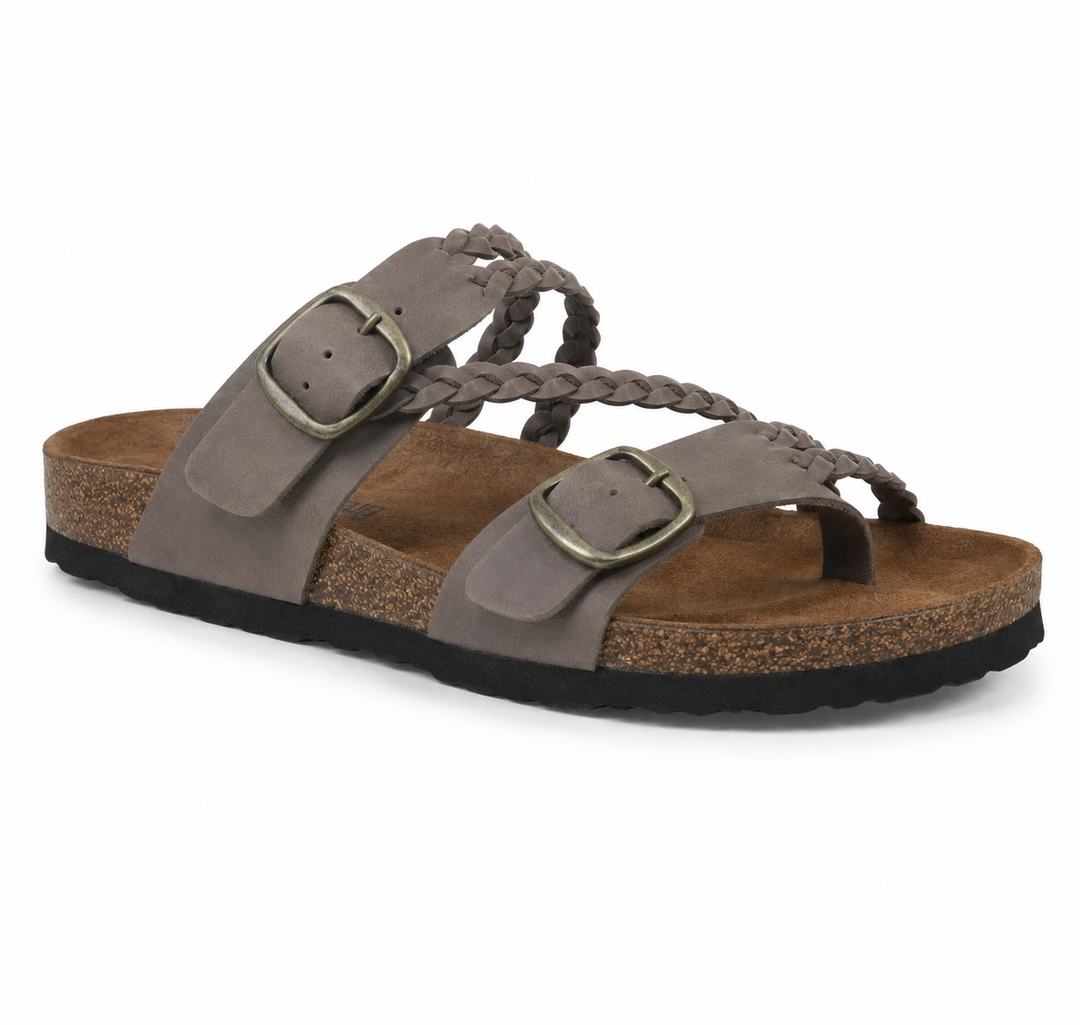 Hayleigh | Braided Cork Sandals – Double Buckle