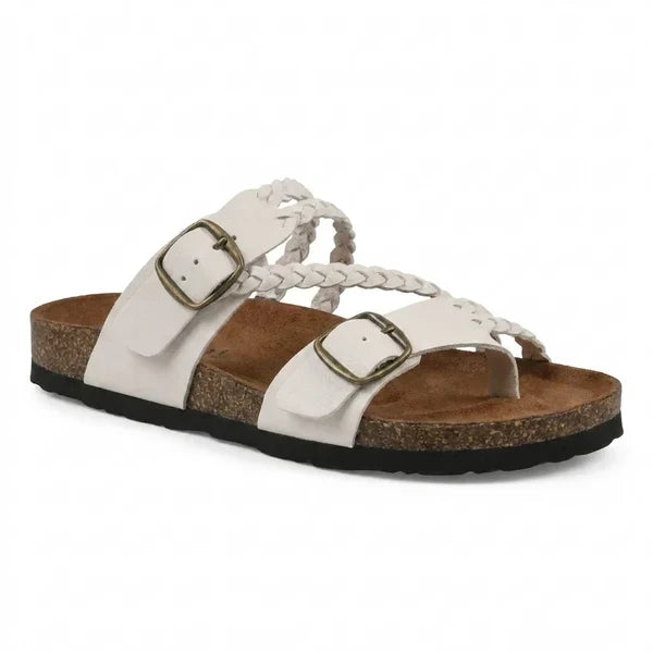 Hayleigh | Braided Cork Sandals – Single Buckle