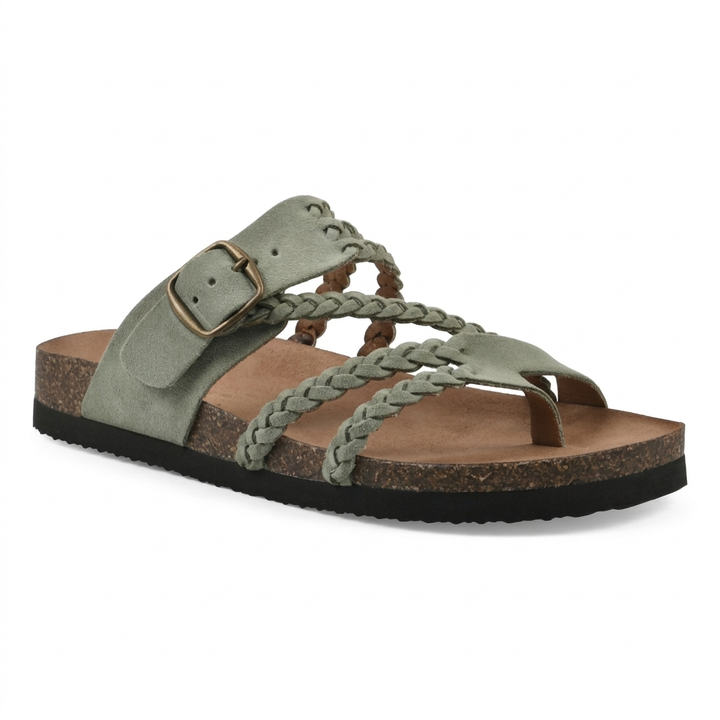 Hayleigh | Braided Cork Sandals – Single Buckle