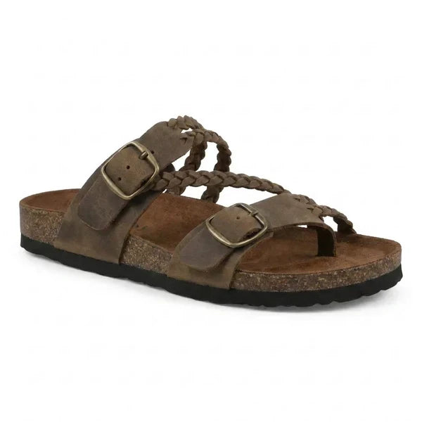 Hayleigh | Braided Cork Sandals – Single Buckle