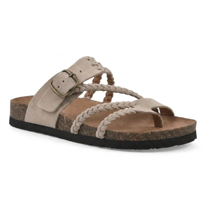 Hayleigh | Braided Cork Sandals – Single Buckle