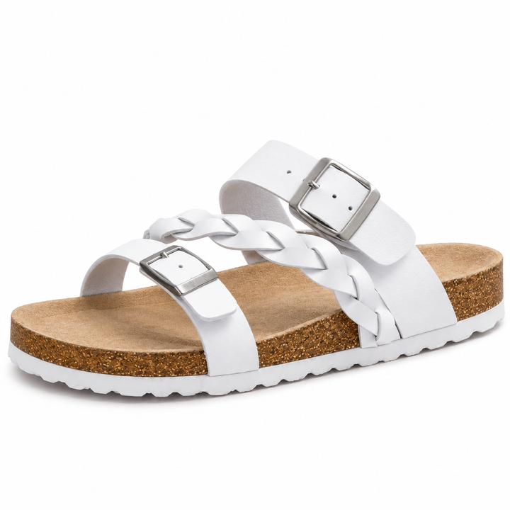 Caiden | Double-Buckle Braided Cork Sandals