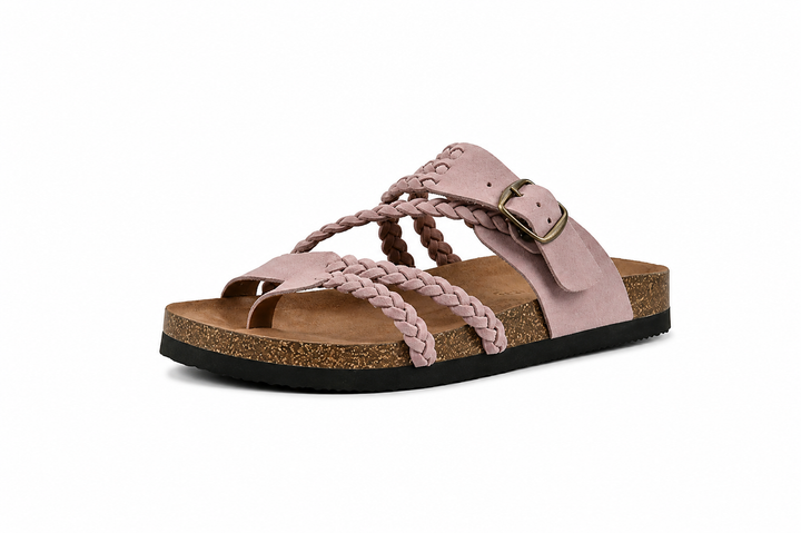 Hayleigh | Braided Cork Sandals – Single Buckle