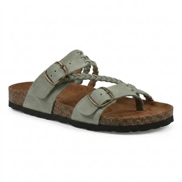 Hayleigh | Braided Cork Sandals – Single Buckle