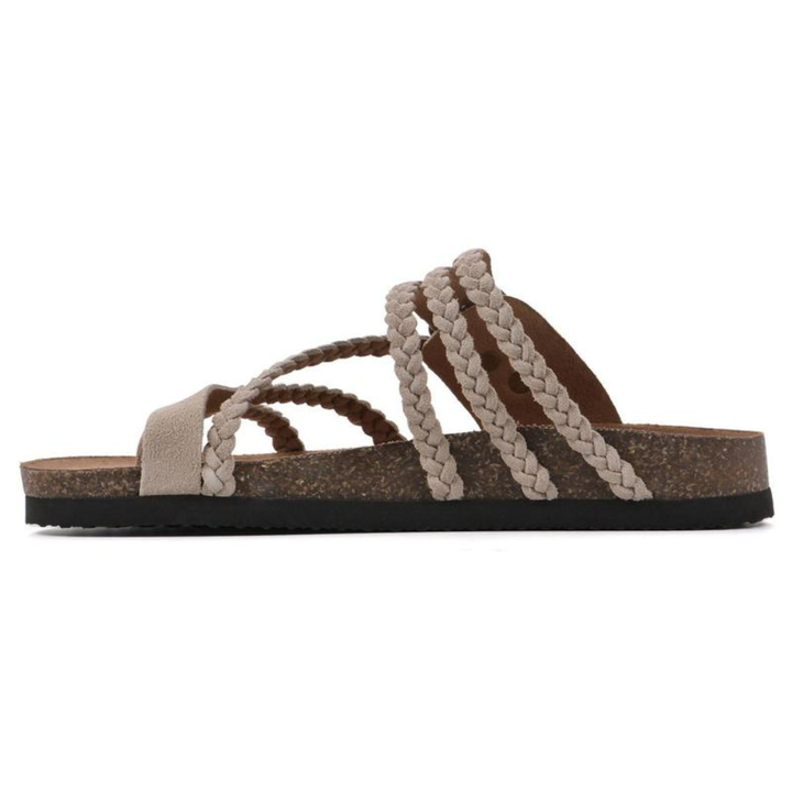 Hayleigh | Braided Cork Sandals – Single Buckle