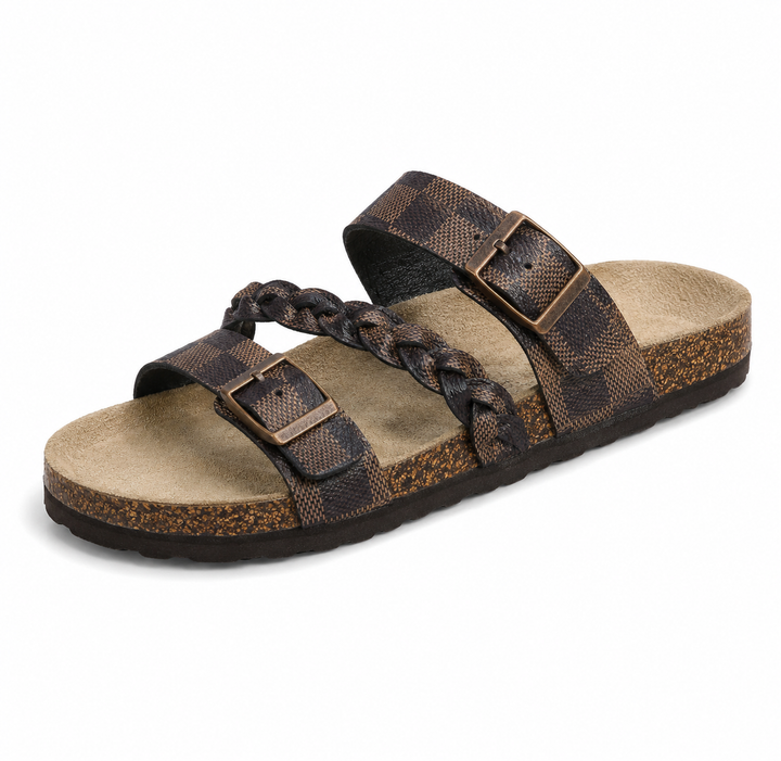 Caiden | Double-Buckle Braided Cork Sandals