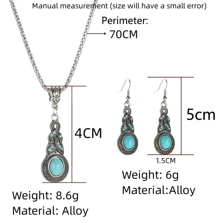 Turquoise Jewellery Set — Necklace & Earrings