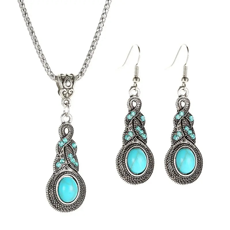 Turquoise Jewellery Set — Necklace & Earrings