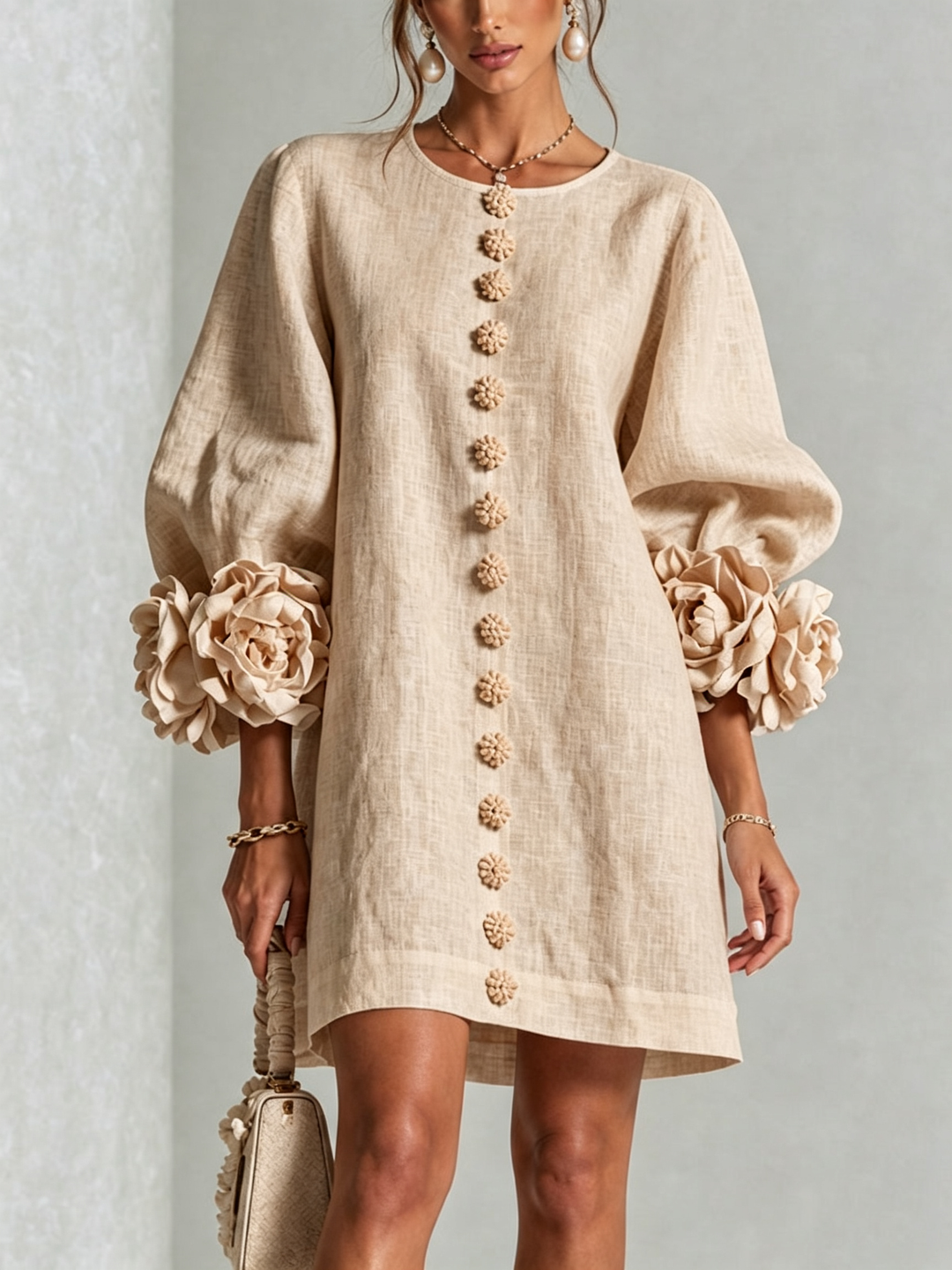 Camellia | Floral Cuff Mini Dress