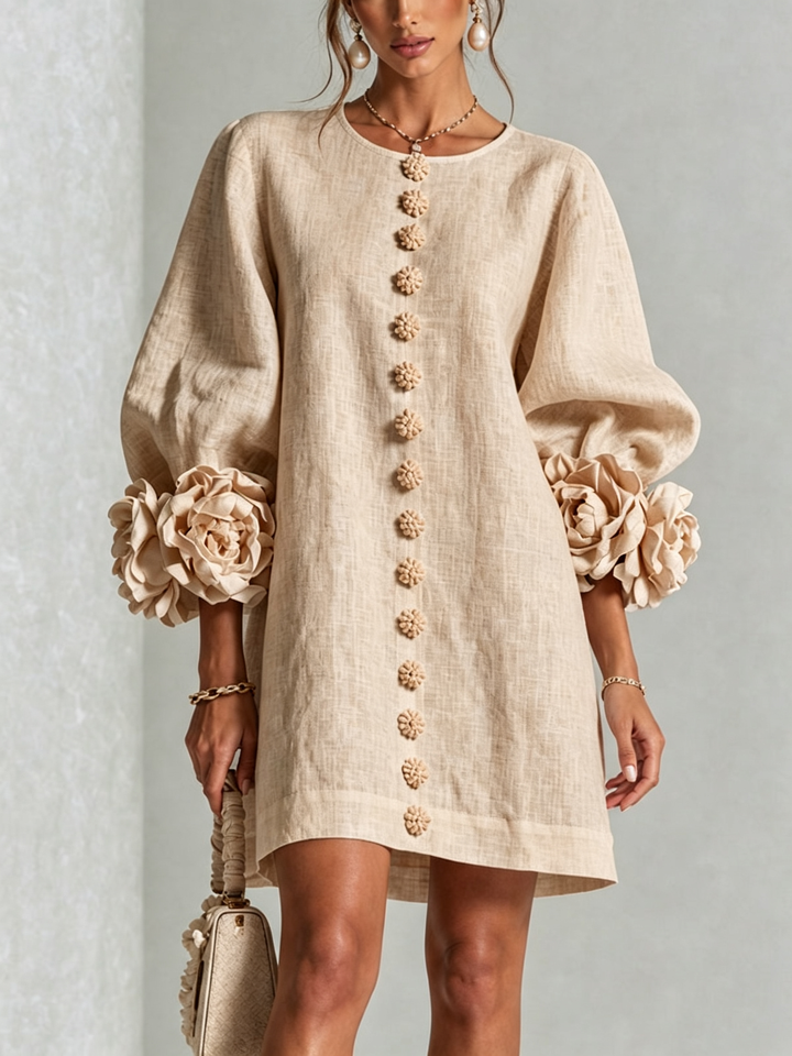 Camellia | Floral Cuff Mini Dress