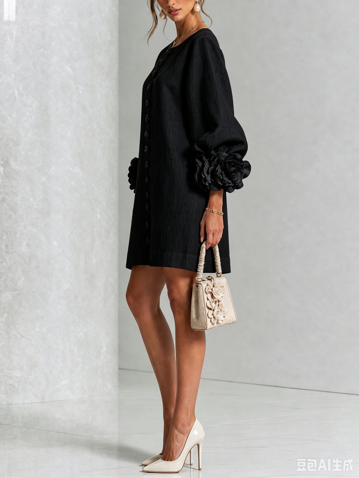 Camellia | Floral Cuff Mini Dress