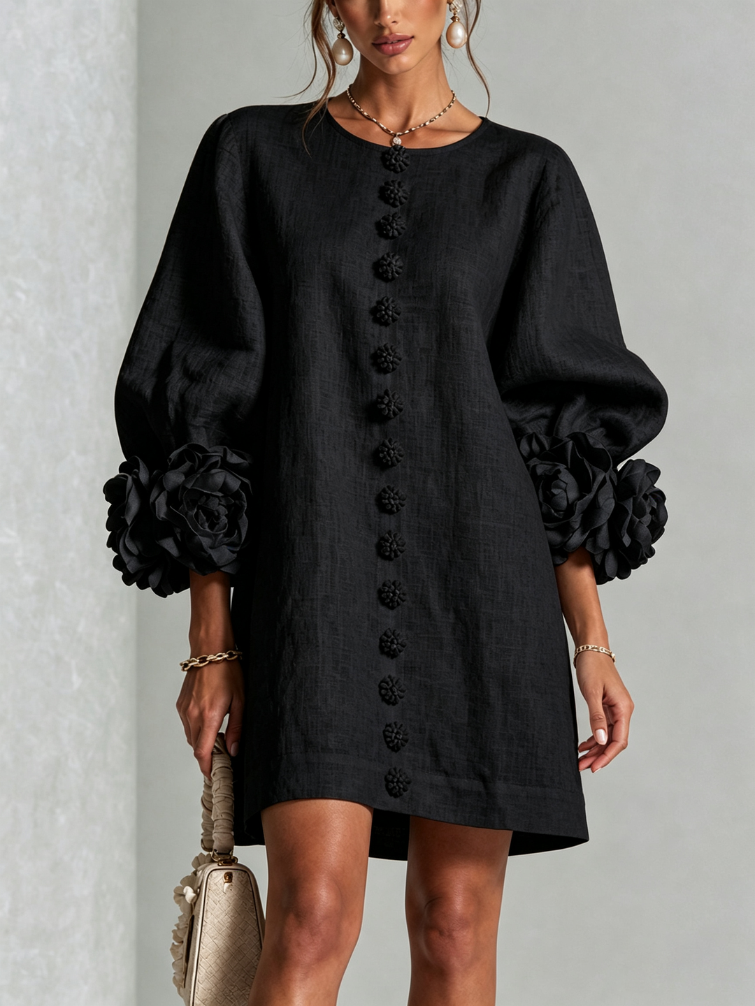Camellia | Floral Cuff Mini Dress