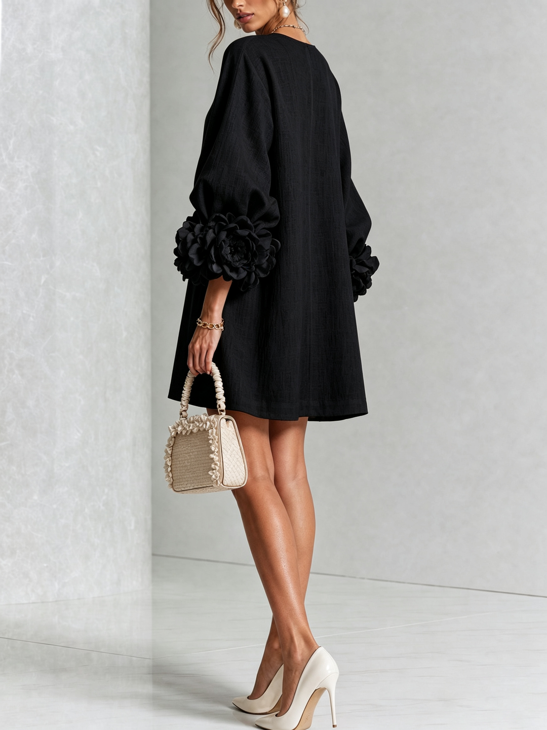 Camellia | Floral Cuff Mini Dress