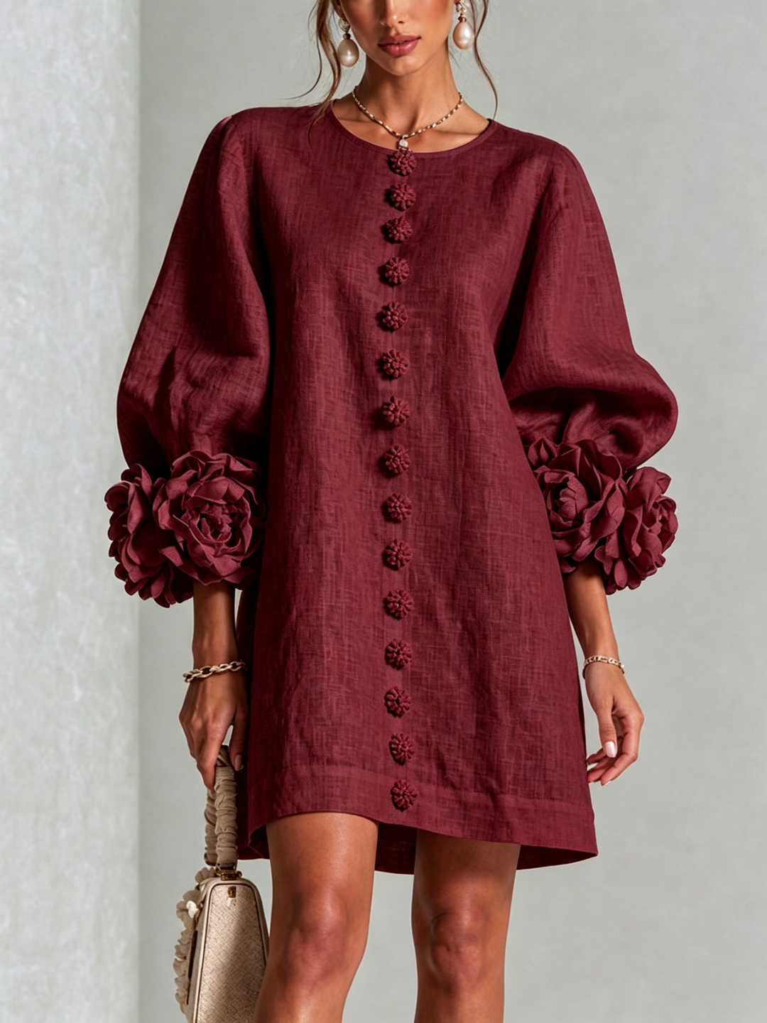 Camellia | Floral Cuff Mini Dress