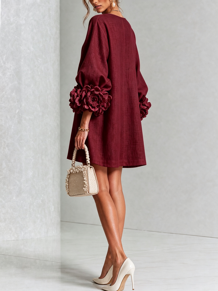 Camellia | Floral Cuff Mini Dress