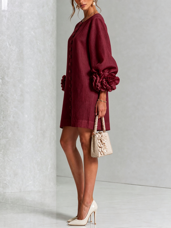 Camellia | Floral Cuff Mini Dress
