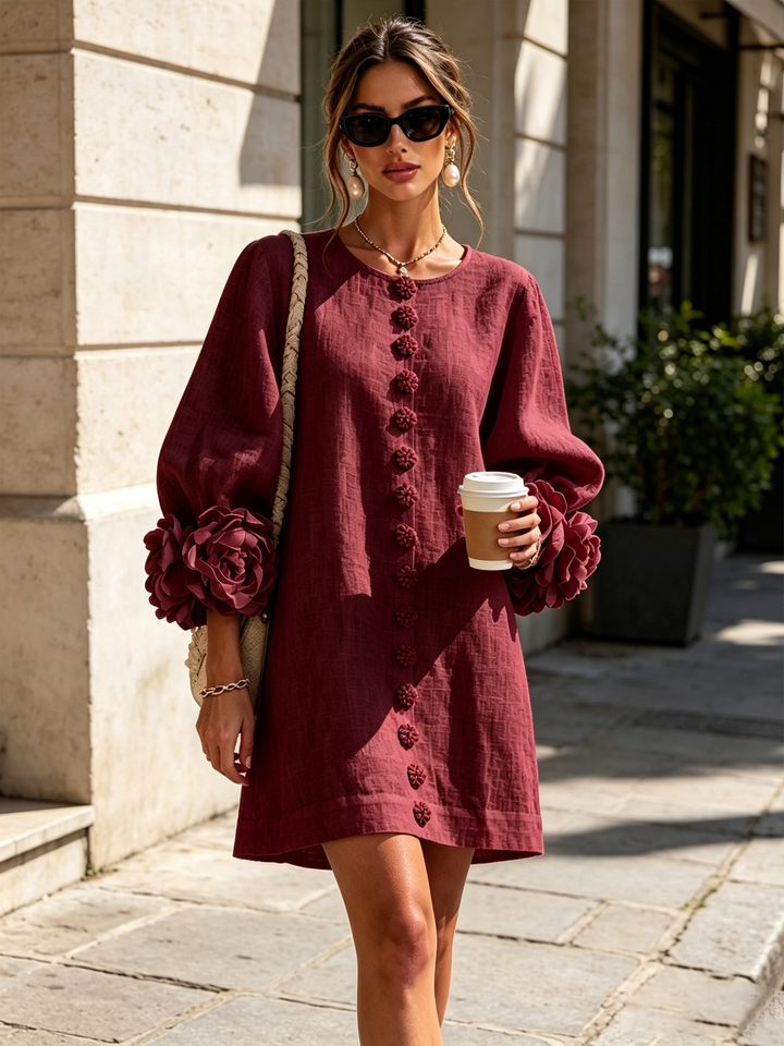 Camellia | Floral Cuff Mini Dress