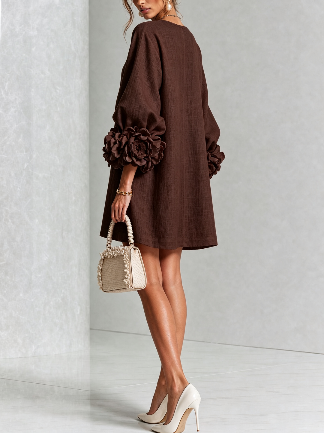 Camellia | Floral Cuff Mini Dress