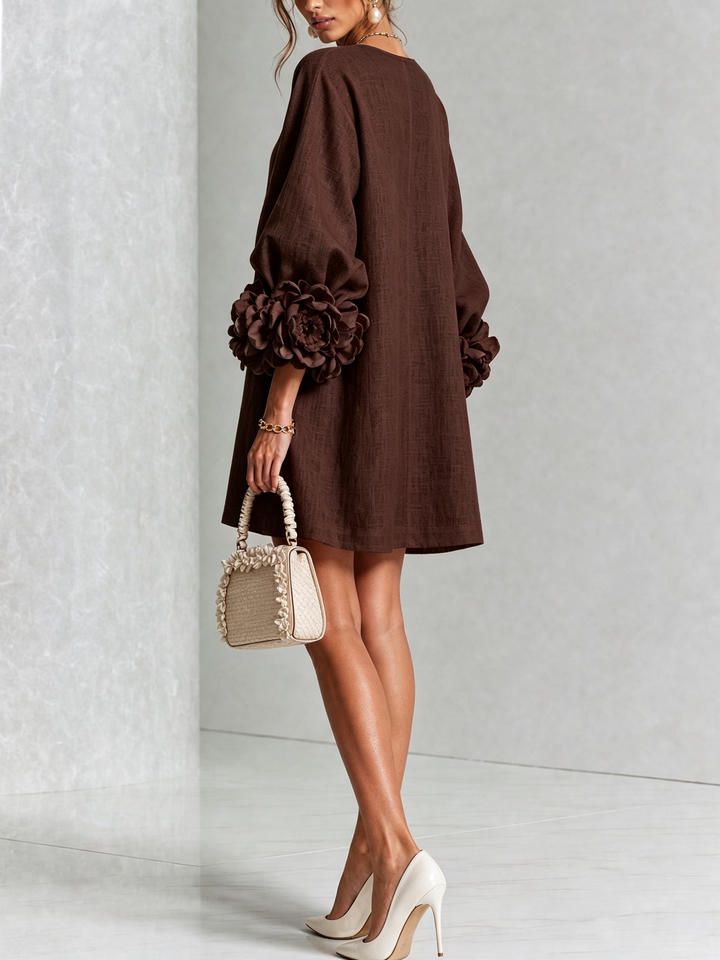 Camellia | Floral Cuff Mini Dress