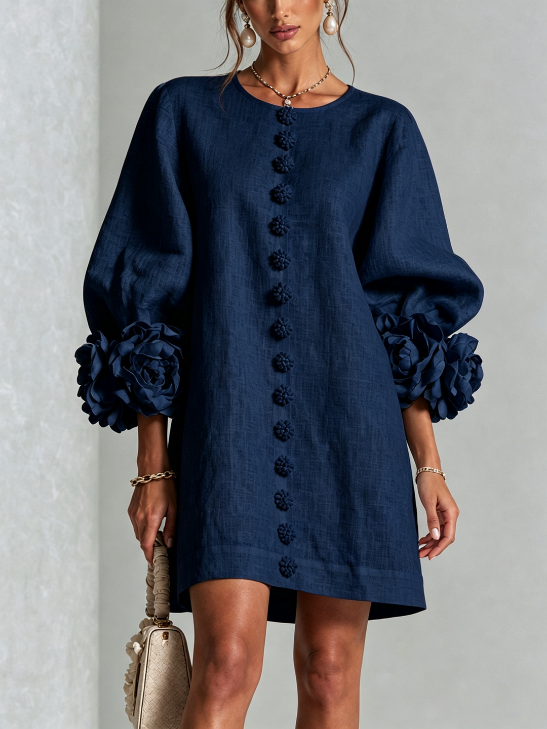 Camellia | Floral Cuff Mini Dress