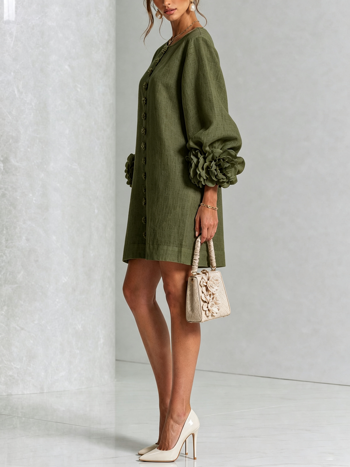 Camellia | Floral Cuff Mini Dress