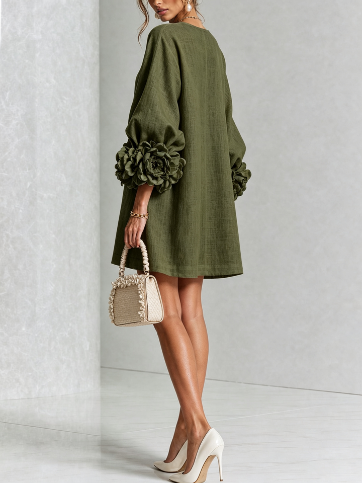 Camellia | Floral Cuff Mini Dress