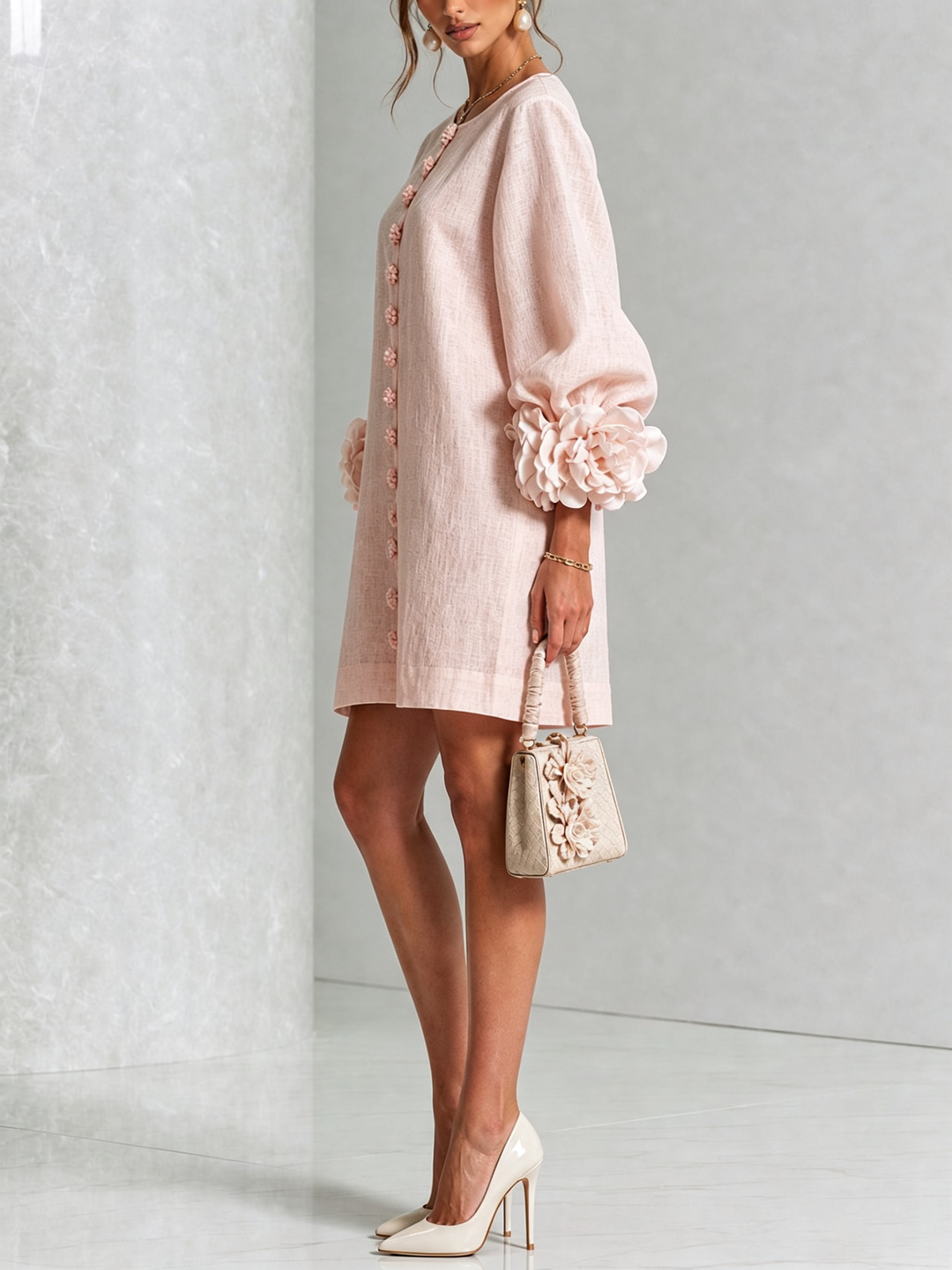 Camellia | Floral Cuff Mini Dress