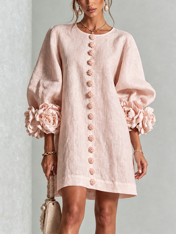 Camellia | Floral Cuff Mini Dress