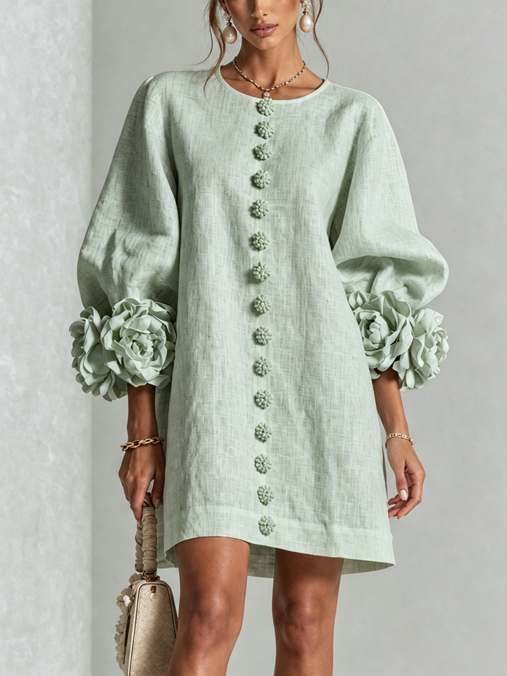 Camellia | Floral Cuff Mini Dress