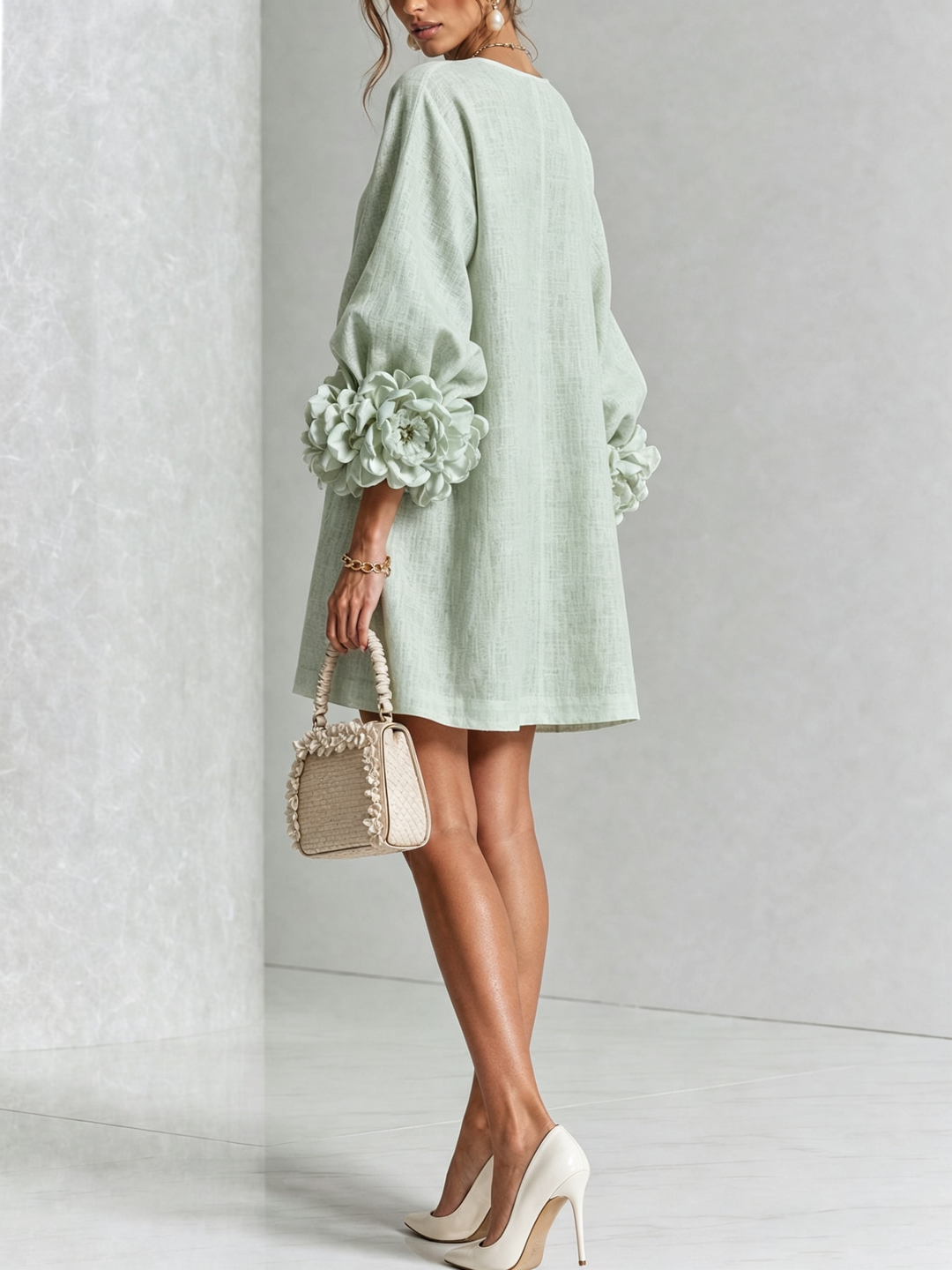 Camellia | Floral Cuff Mini Dress