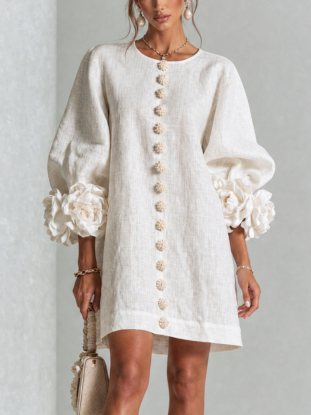 Camellia | Floral Cuff Mini Dress