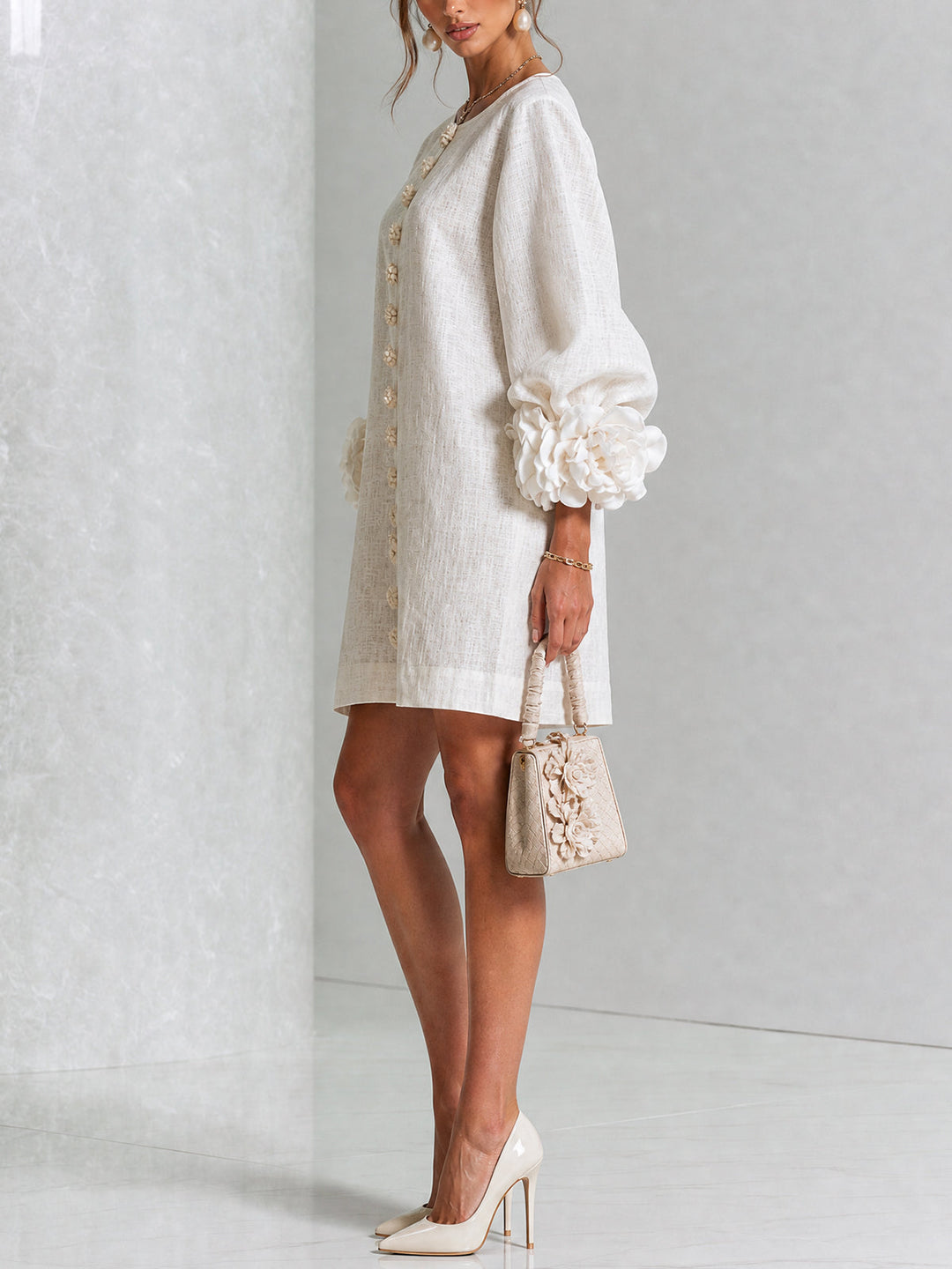 Camellia | Floral Cuff Mini Dress