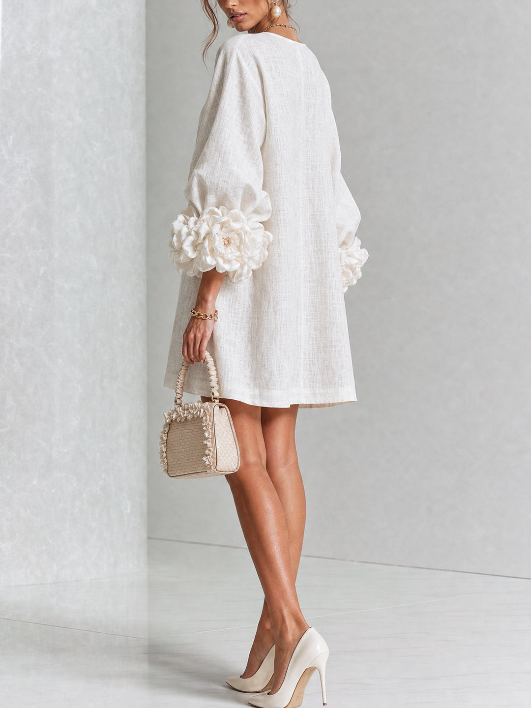 Camellia | Floral Cuff Mini Dress