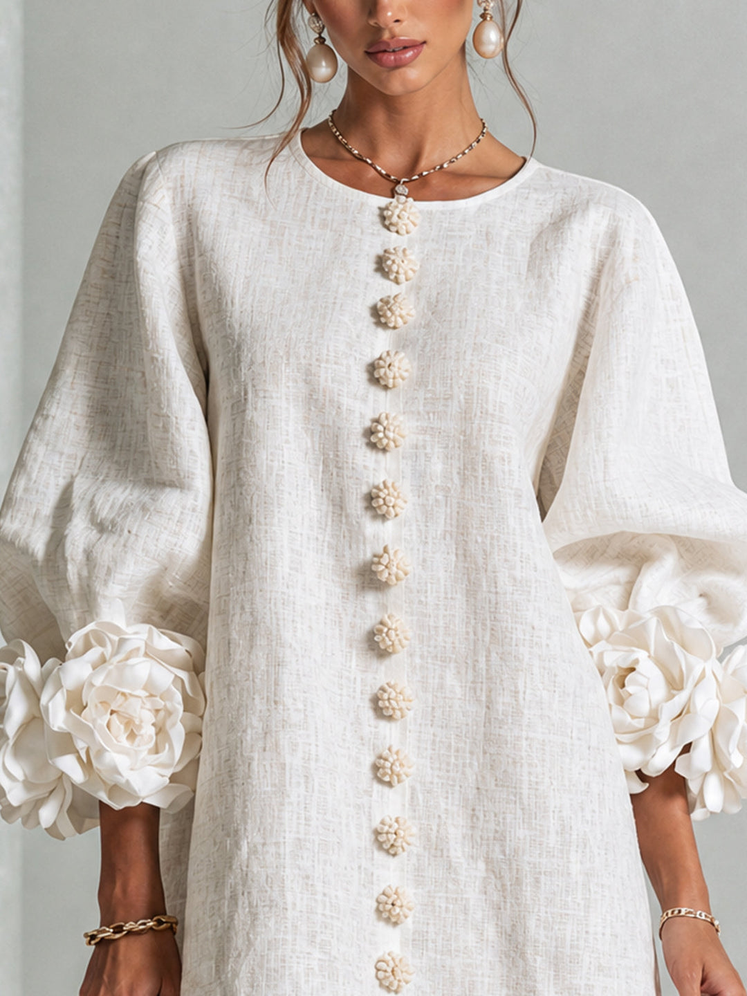 Camellia | Floral Cuff Mini Dress