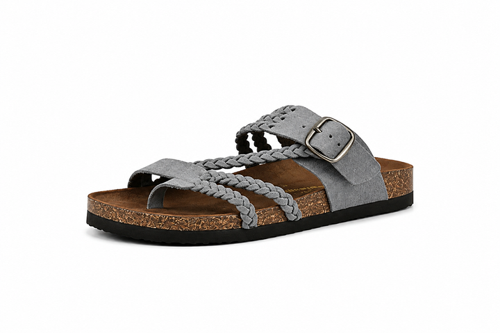 Hayleigh | Braided Cork Sandals – Single Buckle