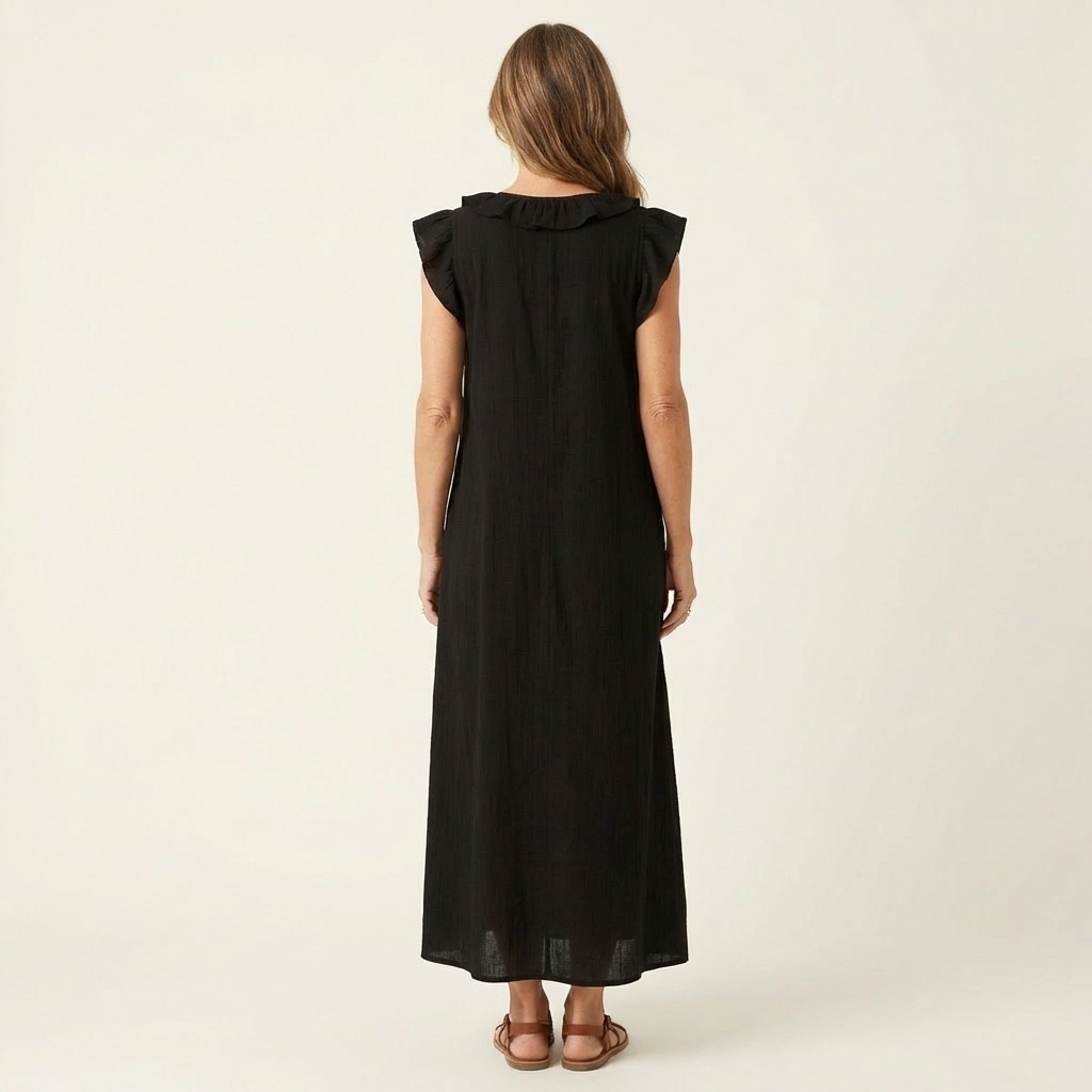 Josette | Ruffle Linen Maxi Dress