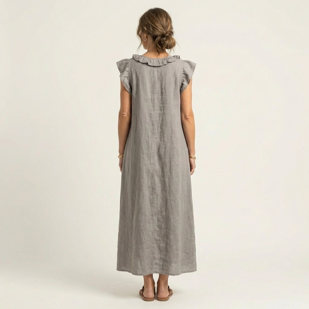 Josette | Ruffle Linen Maxi Dress