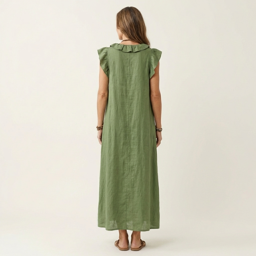 Josette | Ruffle Linen Maxi Dress