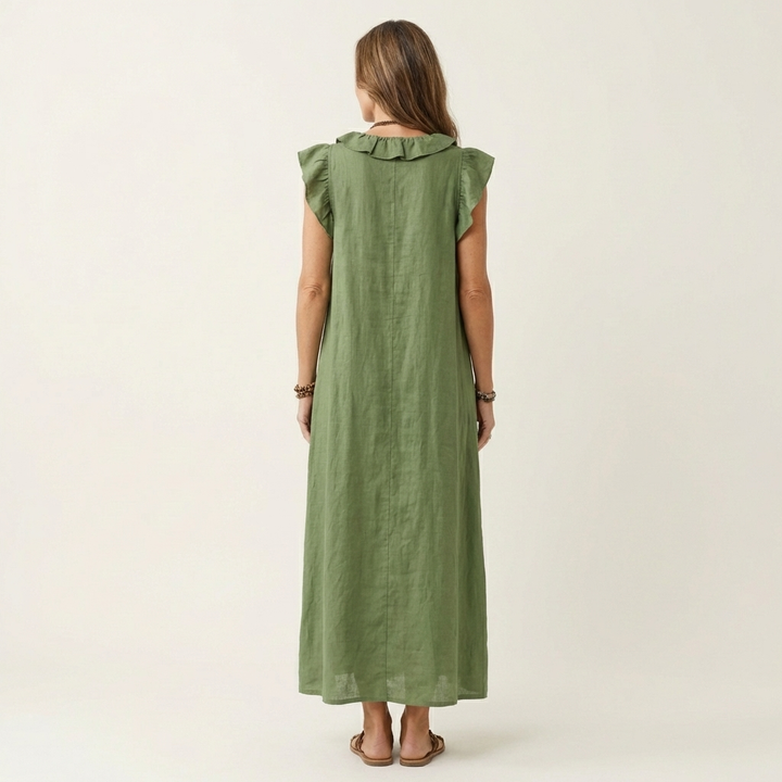 Josette | Ruffle Linen Maxi Dress