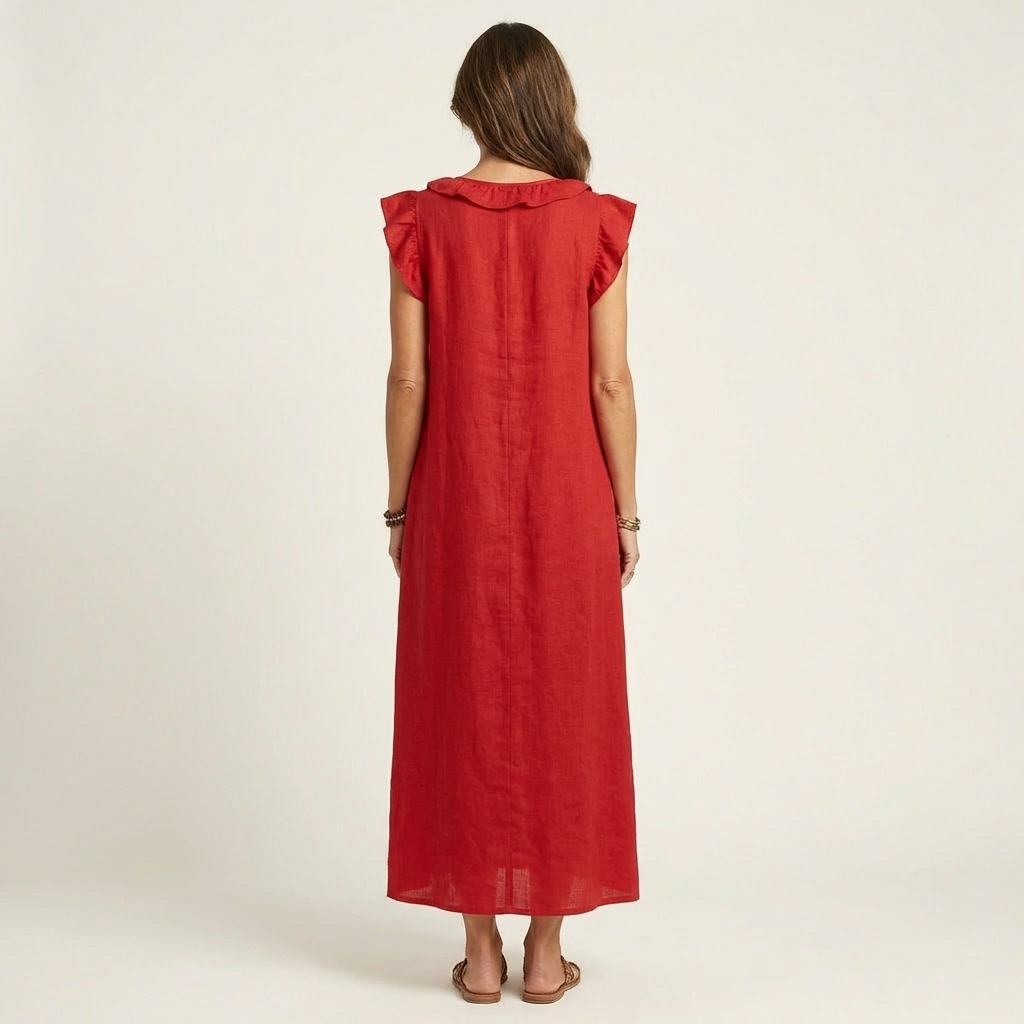 Josette | Ruffle Linen Maxi Dress