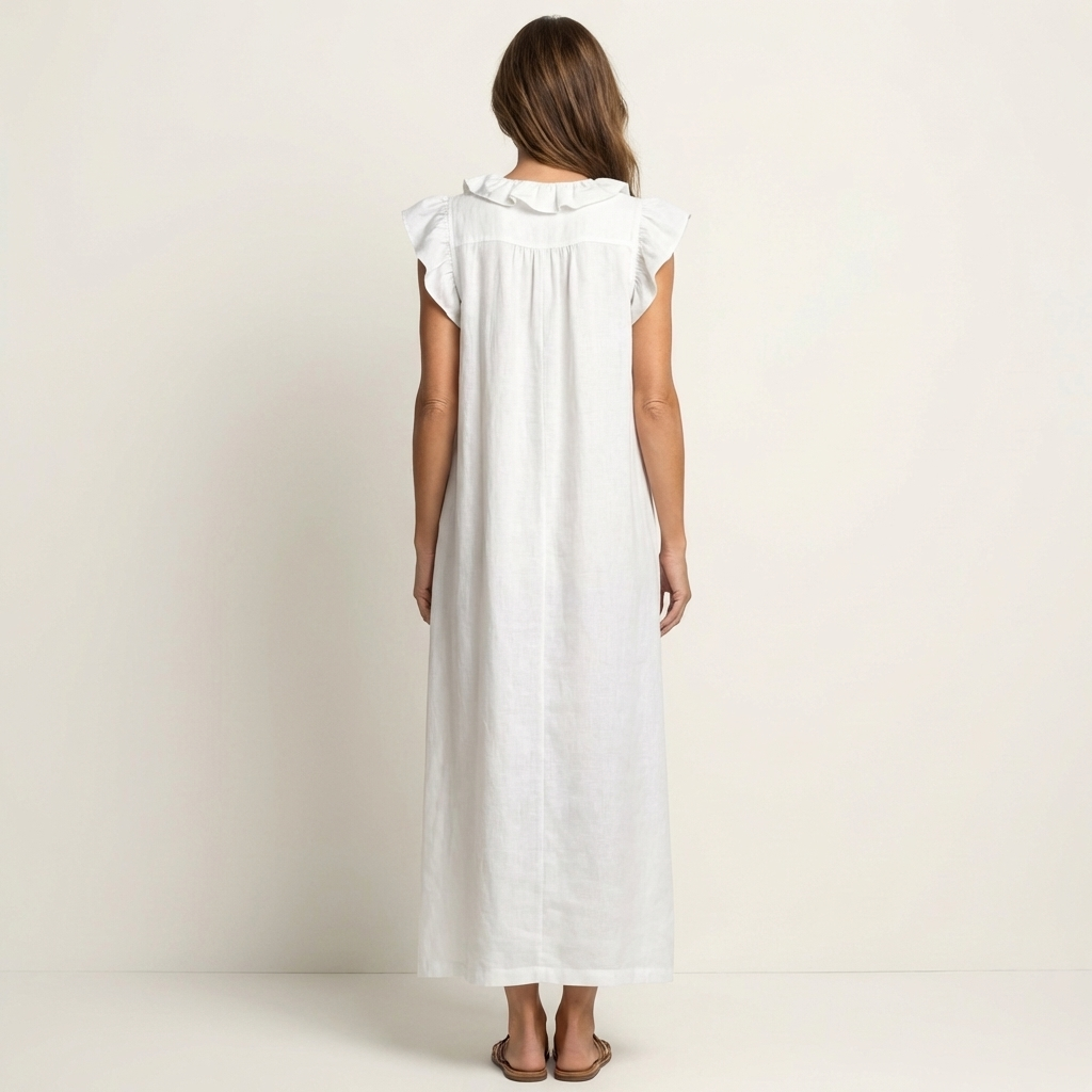 Josette | Ruffle Linen Maxi Dress