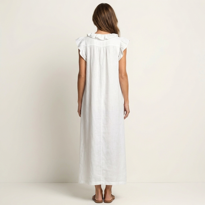 Josette | Ruffle Linen Maxi Dress