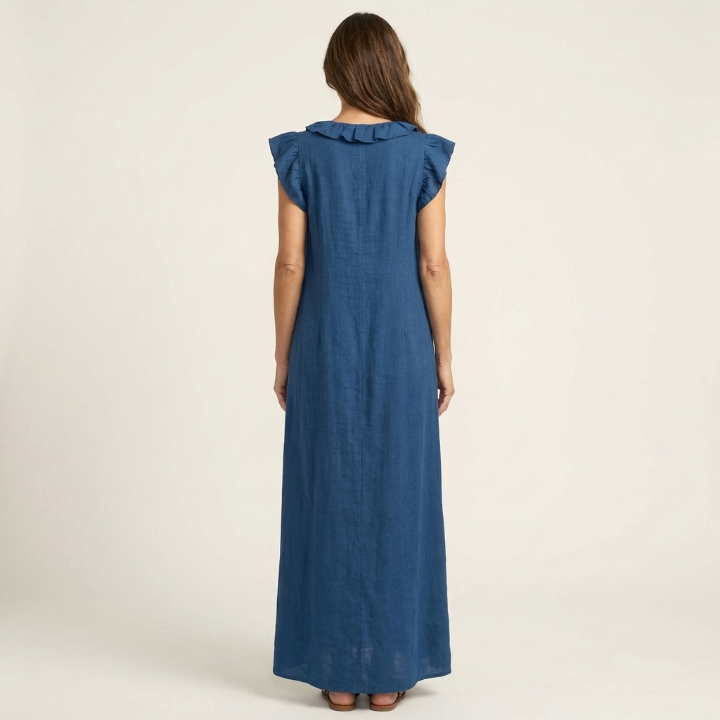 Josette | Ruffle Linen Maxi Dress