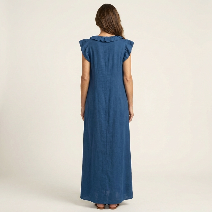 Josette | Ruffle Linen Maxi Dress