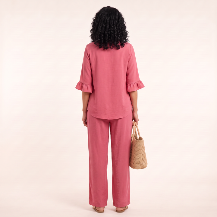 Elodie Ruffle Set Fuchsia back