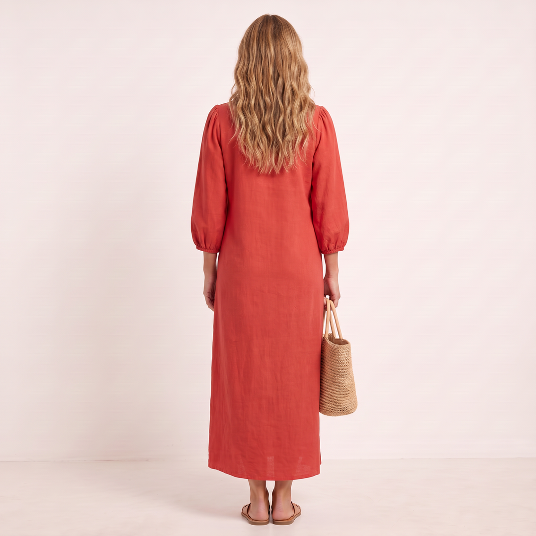 Talia Maxi Dress Red back