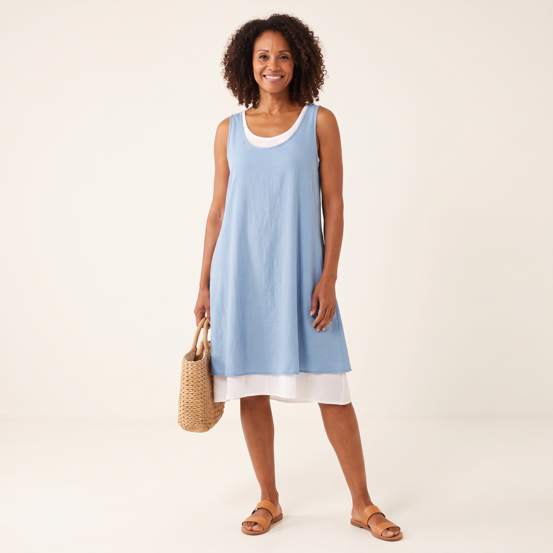 Sofia Spring Dress Light Blue front