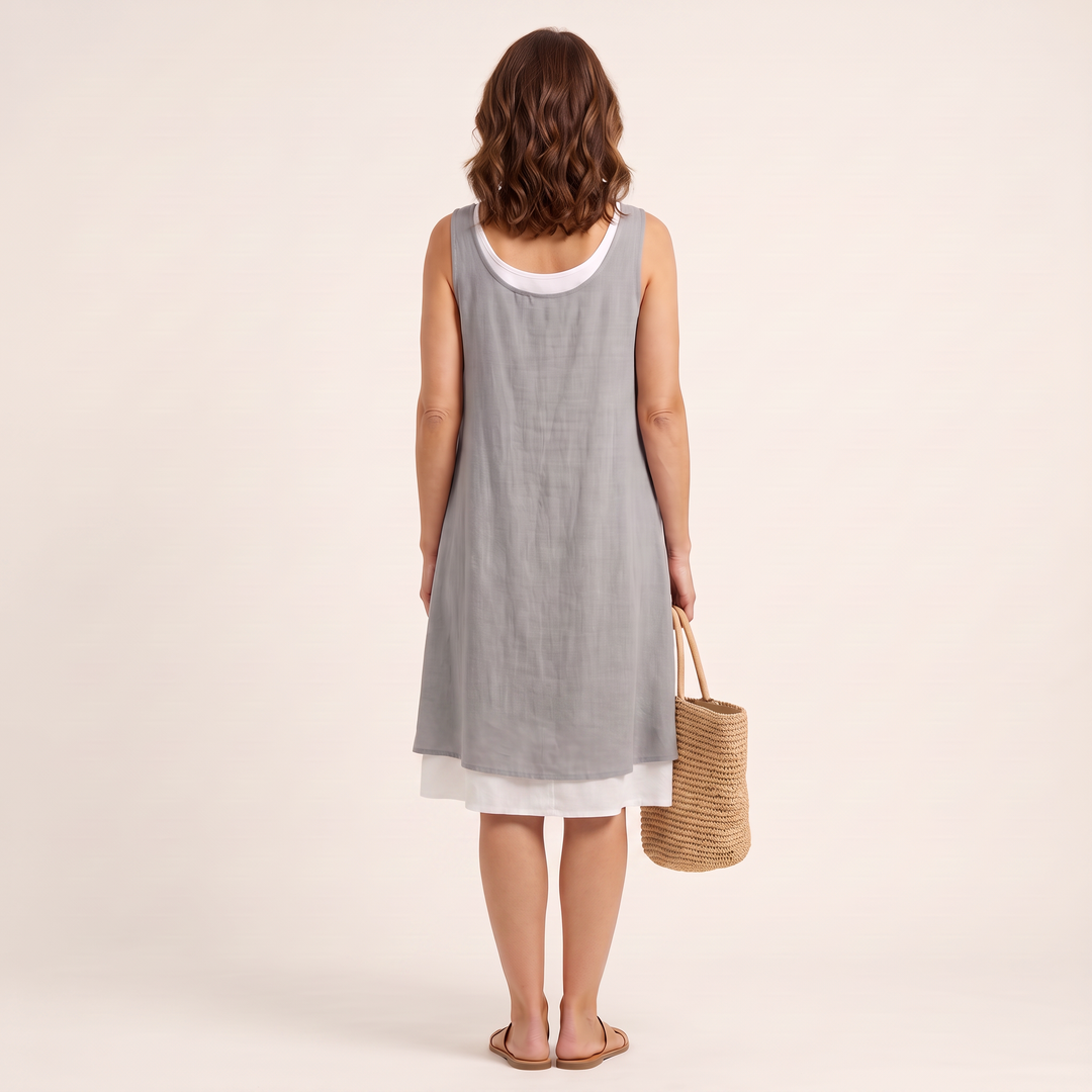 Sofia Spring Dress Grey back