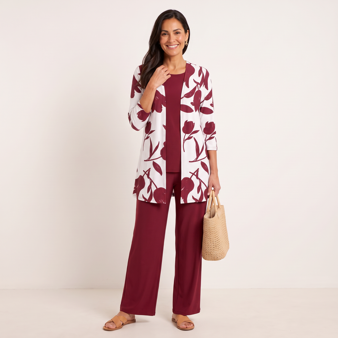 Ivy Three-Piece Set Burgundy front