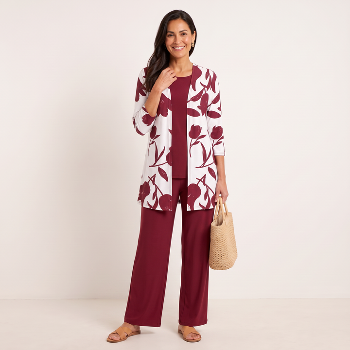Ivy Three-Piece Set Burgundy front
